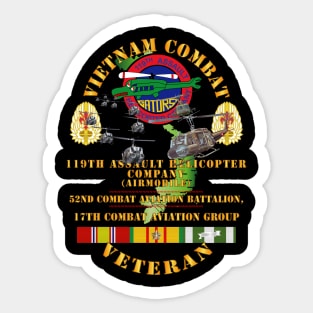 Vietnam Combat Vet - 119th AHC - 52nd CAB - 17th Combat Aviation Group - Big HELO VN  SVC X 300 Sticker